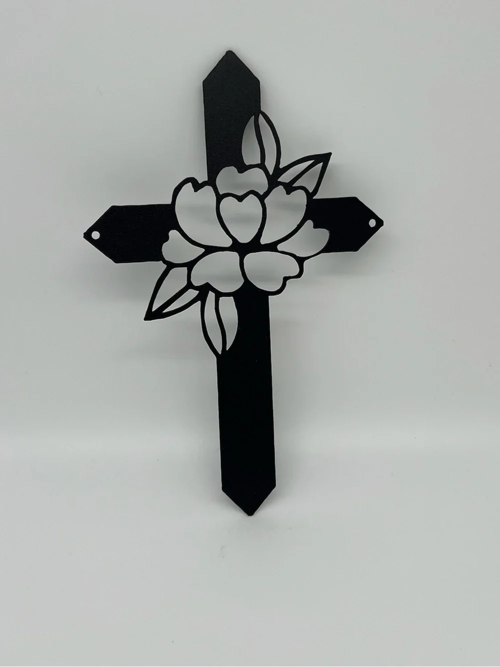 Redline Steel Laser Cut Metal Wall Art Decorative Sign Black Floral Metal Cross